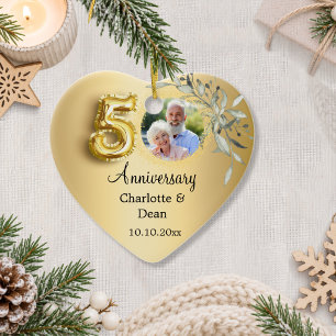 50th wedding anniversary gold photo greenery heart ceramic tree decoration