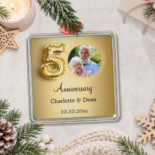 50th wedding anniversary gold photo metal tree decoration