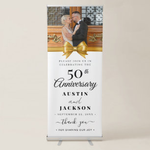 50th Wedding Anniversary Gold Photo Welcome  Retractable Banner