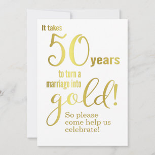 50th Wedding Anniversary Gold Quote Invitation