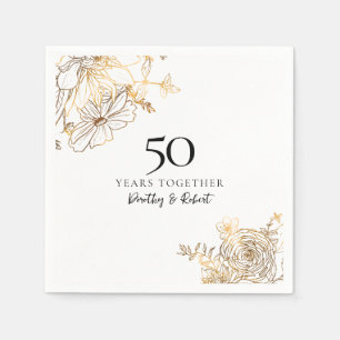 50th Wedding Anniversary Gold Roses Custom Napkin