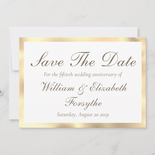50th Wedding Anniversary Gold Save The Date (Front)