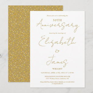 50th Wedding Anniversary Gold Script Wedding Invitation