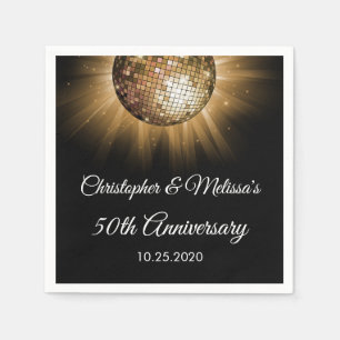50th Wedding Anniversary Gold Sparkle Disco Ball Napkin
