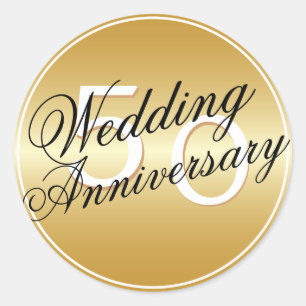 50th Wedding Anniversary Gold Toned Sticker