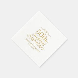 50th Wedding Anniversary Gold Typography Napkin