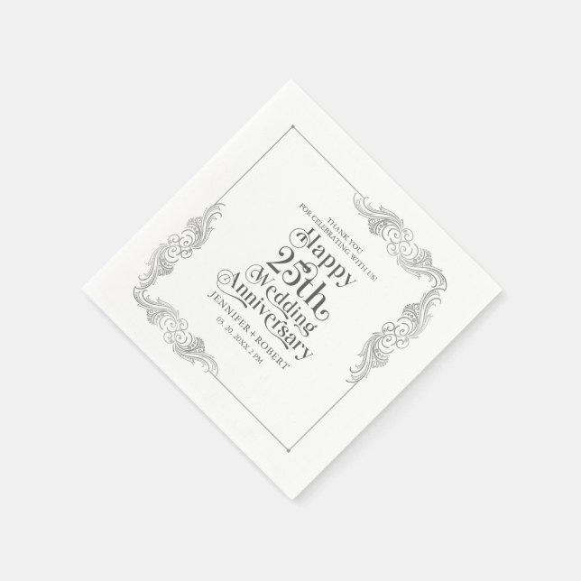 50th Wedding Anniversary Gold Typography Napkin (Corner)
