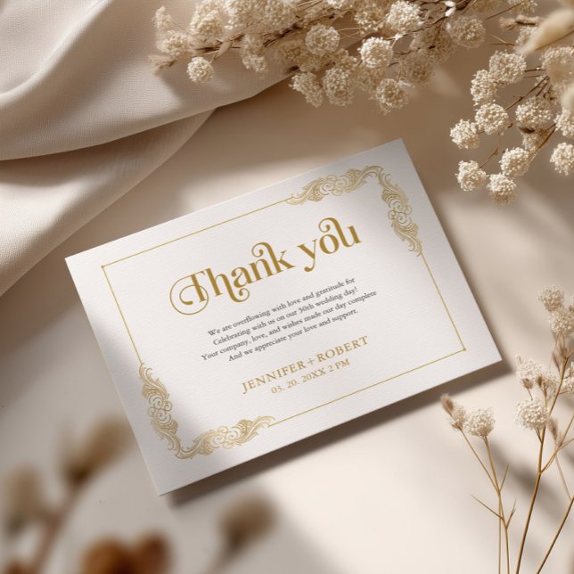 50th Wedding Anniversary Gold Typography Thank You Card (Creator Uploaded)