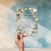 50th wedding anniversary gold yellow floral clear
