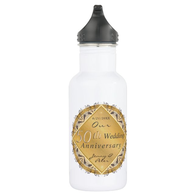50th wedding Anniversary Golden   532 Ml Water Bottle (Right)