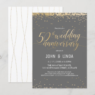 50th Wedding Anniversary - Golden, Elegant Invitation