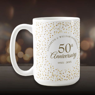 50th Wedding Anniversary Golden Hearts Coffee Mug