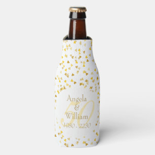 50th Wedding Anniversary Golden Hearts Confetti Bottle Cooler
