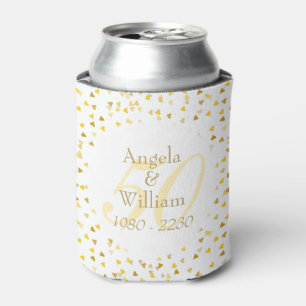 50th Wedding Anniversary Golden Hearts Confetti Can Cooler