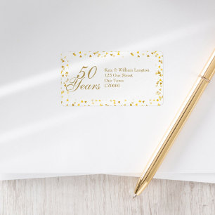 50th Wedding Anniversary Golden Hearts Confetti Label