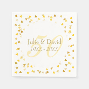 50th Wedding Anniversary Golden Hearts Confetti Napkin