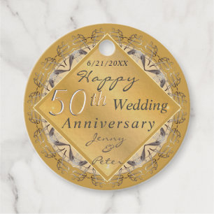 50th Wedding Anniversary Golden Ochre Favour Tags