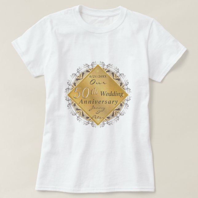 50th Wedding Anniversary Golden Ochre  T-Shirt (Design Front)