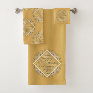 50th Wedding Anniversary Golden Ochre Towel