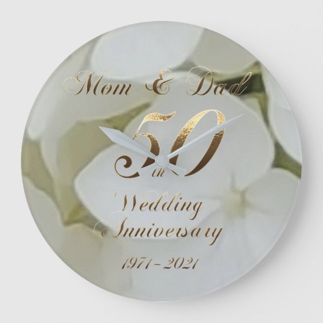 50th Wedding Anniversary Golden Wedding Parents Large Clock (Front)