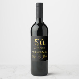 50th Wedding Anniversary Golden Wedding Parents Wine Label