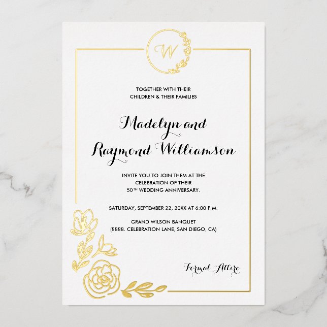 50th Wedding Anniversary Golden Wreath Monogram  (Front)