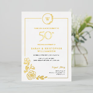 50th Wedding Anniversary Golden Wreath Monogram 