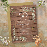 50th Wedding Anniversary Greenery Rustic Wood Invitation<br><div class="desc">Featuring delicate watercolor country garden greenery on a rustic wood background,  this stylish anniversary invitation can be personalised with your special 50 years anniversary celebration information,  with a golden background on the reverse. Designed by Thisisnotme©</div>