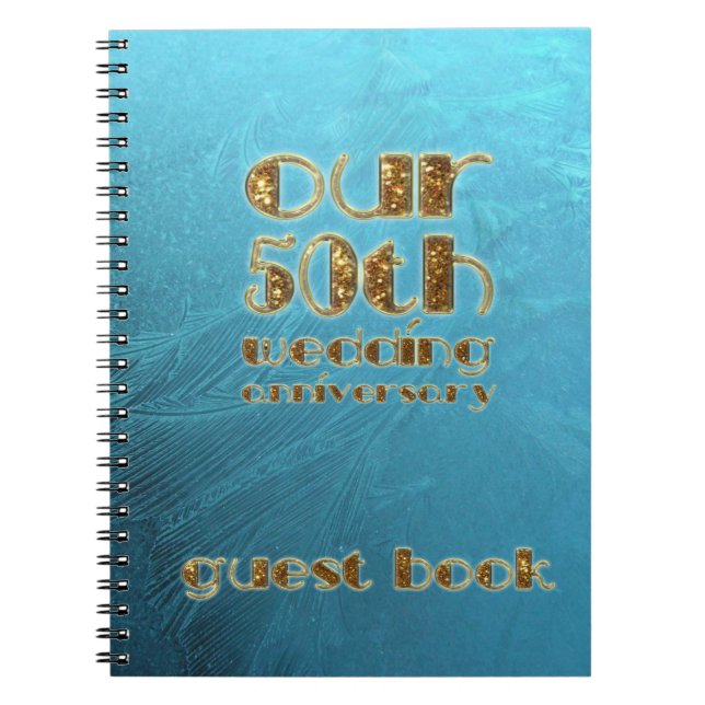 50th Wedding Anniversary Guest Book Frozen Blue (Front)