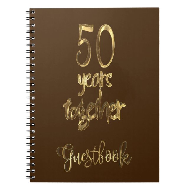 50th Wedding Anniversary Guest Book Gold Text (Front)