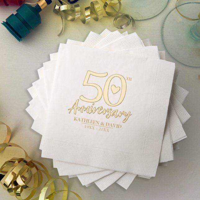 50th wedding anniversary heart custom graphic foil napkins (Creator Uploaded)