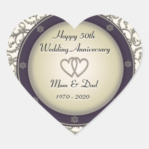 50th Wedding Anniversary Heart Sticker