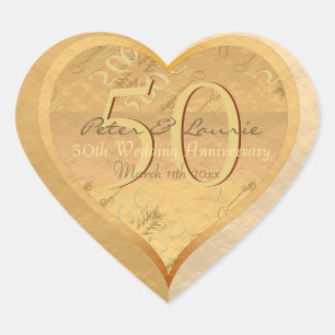 50th Wedding Anniversary Heart Sticker