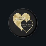 50th wedding Anniversary Hearts Magnet<br><div class="desc">Trendy and elegant foil gold and black hearts with a gold border on the black background. You can change the background colour. 50th wedding anniversary.</div>