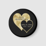 50th wedding Anniversary Hearts Magnet<br><div class="desc">Trendy and elegant foil gold and black hearts with a gold border on the black background. You can change the background colour. 50th wedding anniversary.</div>