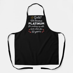 50th Wedding Anniversary I - Gold Funny Couple Apron