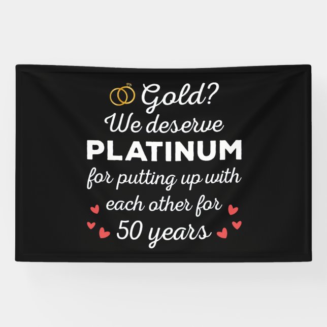 50th Wedding Anniversary I - Gold Funny Couple Banner (Horizontal)