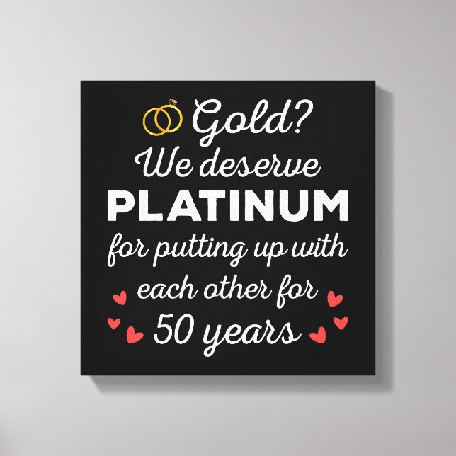 50th Wedding Anniversary I - Gold Funny Couple Canvas Print (Front)