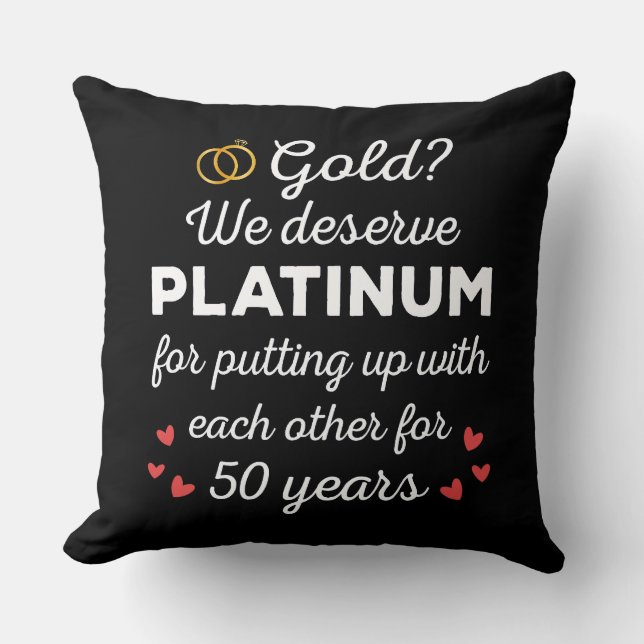 50th Wedding Anniversary I - Gold Funny Couple Cushion (Front)