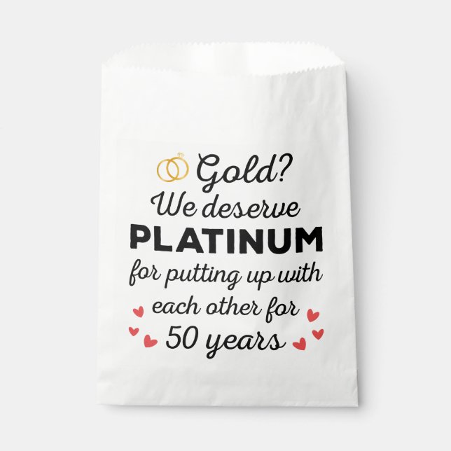50th Wedding Anniversary I - Gold Funny Couple Favour Bags (Front)
