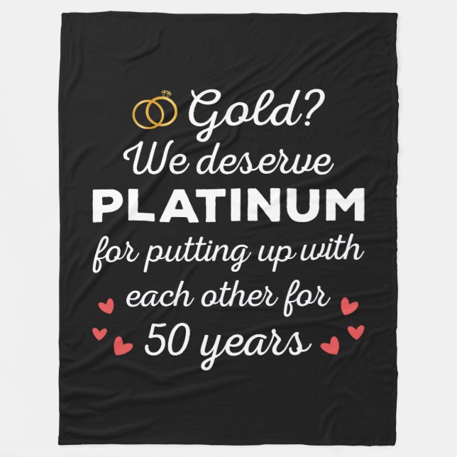 50th Wedding Anniversary I - Gold Funny Couple Fleece Blanket (Front)