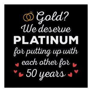 50th Wedding Anniversary I - Gold Funny Couple Poster