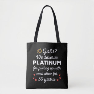 50th Wedding Anniversary I - Gold Funny Couple Tote Bag
