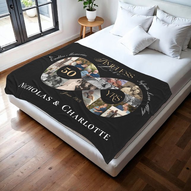 50th Wedding Anniversary Infinity Photo Collage Fleece Blanket (50th Wedding Anniversary Infinity Photo Collage Fleece Blanket)