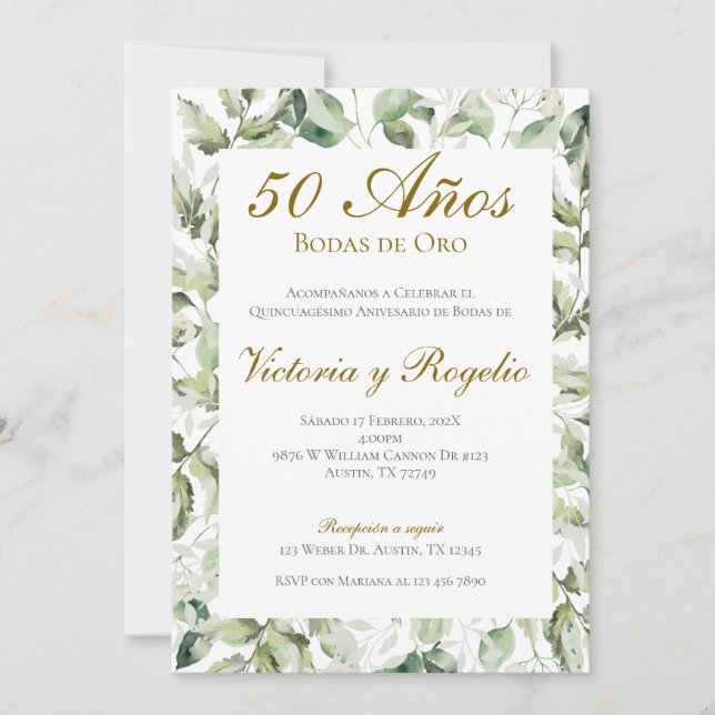 50th Wedding Anniversary Invitation (Front)