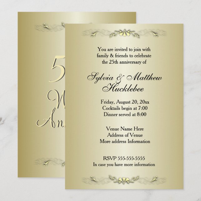 50th Wedding Anniversary Invitation (Front/Back)