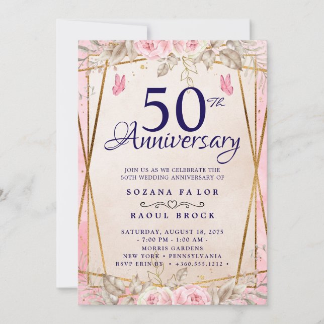 50th Wedding Anniversary Invitation  (Front)