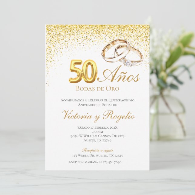 50th Wedding Anniversary Invitation (Standing Front)