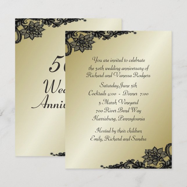 50th Wedding Anniversary Invitation (Front/Back)
