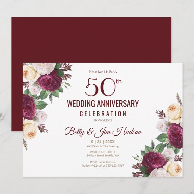 50th Wedding Anniversary Invitation (Front/Back)